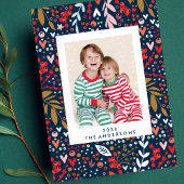 Vrolijk en helder marine botanische kerst foto feestdagenkaart