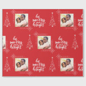 Vrolijk en helder met één foto rode kerst cadeaupapier (Vlak)