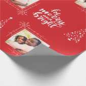 Vrolijk en helder met één foto rode kerst cadeaupapier (Hoek)