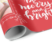 Vrolijk en helder met één foto rode kerst cadeaupapier (Rol Hoek)