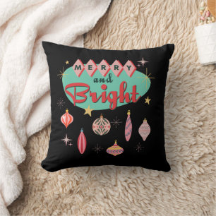 Vrolijk en helder midden-eeuw moderne kerst kussen