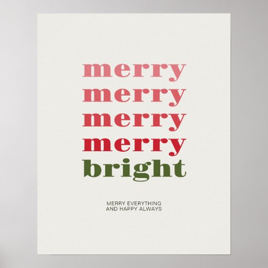 Vrolijk en helder Minimalistisch Groen Vakantie Gr Poster (Voorkant)