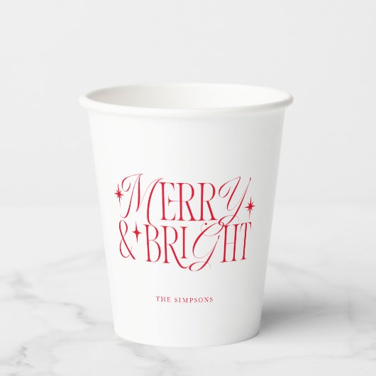 Vrolijk en helder minimalistisch kerstfeest papieren bekers (Voorkant)