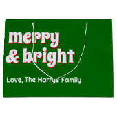 Vrolijk en helder minimalistisch kerstgezin Groen Groot Cadeauzakje (Voorkant)