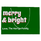 Vrolijk en helder minimalistisch kerstgezin Groen Groot Cadeauzakje (Achterkant)