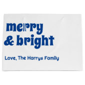 Vrolijk en helder minimalistisch kerstgezin zwart groot cadeauzakje (Voorkant)