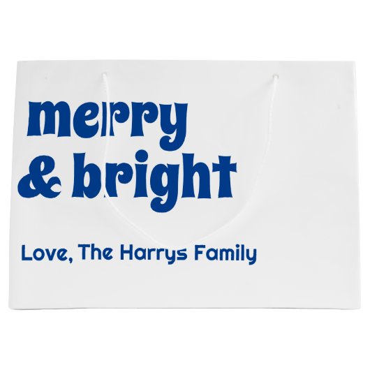 Vrolijk en helder minimalistisch kerstgezin zwart groot cadeauzakje (Voorkant)