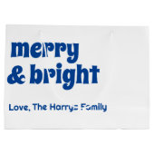 Vrolijk en helder minimalistisch kerstgezin zwart groot cadeauzakje (Achterkant)