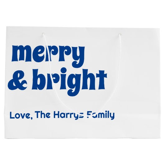 Vrolijk en helder minimalistisch kerstgezin zwart groot cadeauzakje (Achterkant)