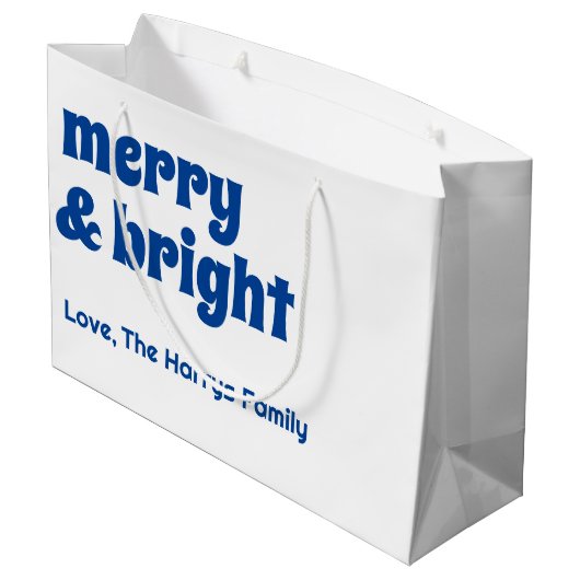 Vrolijk en helder minimalistisch kerstgezin zwart groot cadeauzakje (Achterkant Gekanteld)