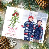 Vrolijk en helder Mistletoe One Photo Waterverf Feestdagenkaart