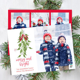 Vrolijk en helder Mistletoe Waterverf 4 Foto Feestdagenkaart