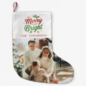 Vrolijk en helder Modern Classic Chic Family Foto Kleine Kerstsok (Voorkant)