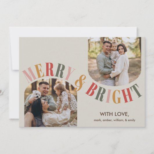 Vrolijk en helder Modern Family Photo Christmas Feestdagenkaart (Voorkant)