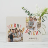 Vrolijk en helder Modern Family Photo Christmas Feestdagenkaart (Staand voorkant)