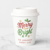 Vrolijk en helder modern feestelijk uniek kerstfee papieren bekers (Achterkant)