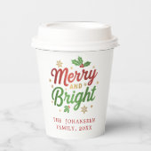 Vrolijk en helder modern feestelijk uniek kerstfee papieren bekers (Voorkant)