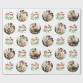 Vrolijk en helder modern fotopatroon Kerstmis Cadeaupapier (Vlak)