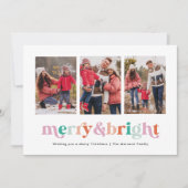 Vrolijk en helder modern grillig 3-foto feestdagenkaart (Voorkant)