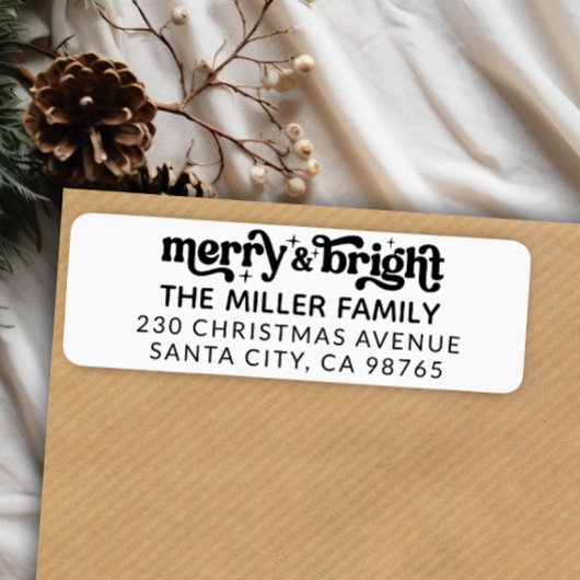 Vrolijk en helder modern kerst retour adres etiket