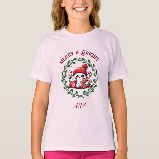 Vrolijk en helder Modern Kerst T-shirt (Voorkant)
