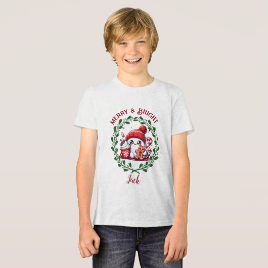Vrolijk en helder Modern Kerst T-shirt (Voorkant volledig)