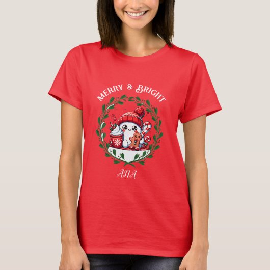 Vrolijk en helder Modern Kerst T-shirt (Voorkant)