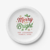 Vrolijk en helder modern kerstfeest papieren bordje (Voorkant)