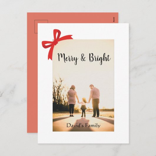 Vrolijk en Helder modern Kerstmis minimaal schoon Feestdagenkaart (Voorkant / Achterkant)