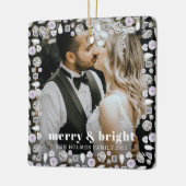 Vrolijk en helder modern Kerstmis paar foto Keramisch Ornament (Links)