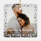 Vrolijk en helder modern Kerstmis paar foto Keramisch Ornament (Achterkant)