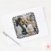 Vrolijk en helder modern Kerstmis paar foto Vierkante Sticker (Envelop)