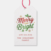 Vrolijk en helder Modern Kerstmis Red Holly Berry Cadeaulabel (Voorkant)