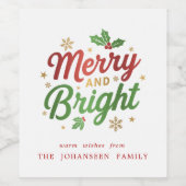 Vrolijk en helder Modern Kerstmis Trendy Feestelij Wijn Etiket (Enkel label)