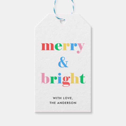 Vrolijk en helder Modern Kleurrijk Kerstmis Cadeaulabel (Voorkant)