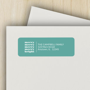 Vrolijk en helder modern minimaal Blauwgroen kerst Etiket