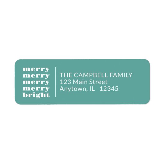 Vrolijk en helder modern minimaal Blauwgroen kerst Etiket (Voorkant)