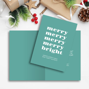 Vrolijk en helder modern minimaal Blauwgroen kerst Feestdagen Kaart