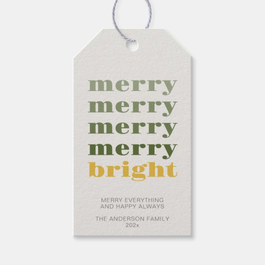 Vrolijk en helder Modern Minimaal Goud Kerstmis Cadeaulabel (Voorkant)