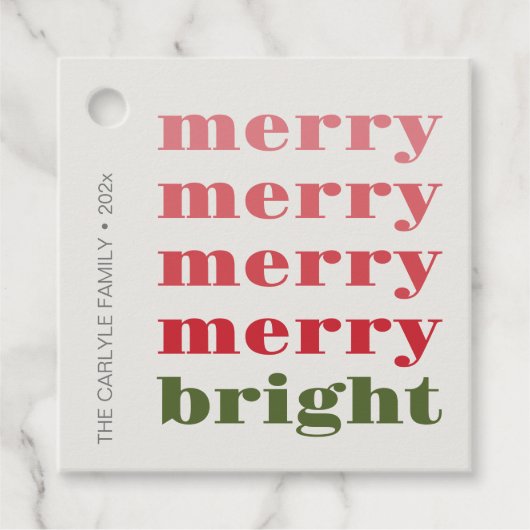 Vrolijk en helder Modern Minimaal Groen Kerstmis Bedankjes Labels (Voorkant)