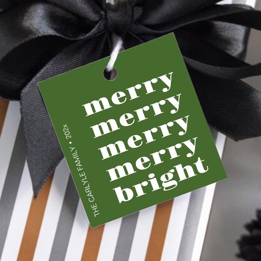 Vrolijk en helder Modern Minimaal Groen Kerstmis Bedankjes Labels