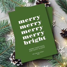Vrolijk en helder Modern Minimaal Groen Kerstmis Feestdagenkaart
