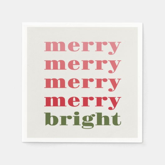 Vrolijk en helder Modern Minimaal Groen Kerstmis Servet (Voorkant)