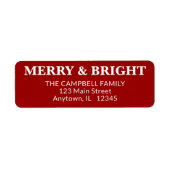 Vrolijk en helder Modern Minimaal Rood Kerstmis Etiket (Voorkant)