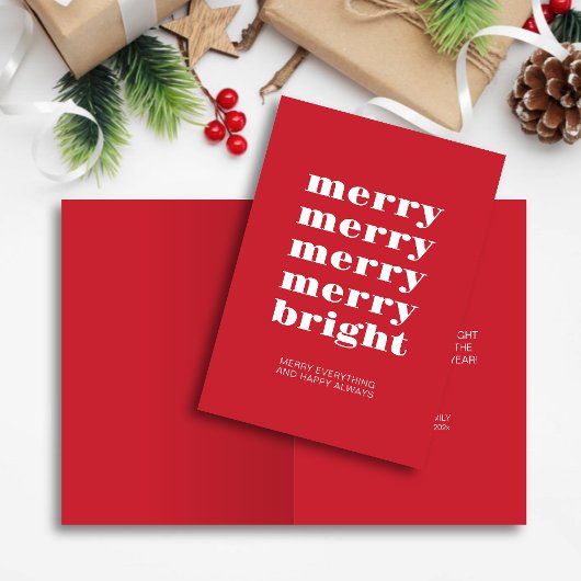 Vrolijk en helder Modern Minimaal Rood Kerstmis Feestdagen Kaart