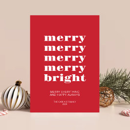 Vrolijk en helder Modern Minimaal Rood Kerstmis Feestdagenkaart