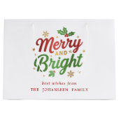 Vrolijk en helder Modern Retro Feestelijke Kerstmi Groot Cadeauzakje (Voorkant)