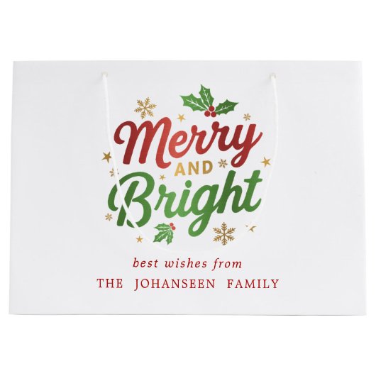 Vrolijk en helder Modern Retro Feestelijke Kerstmi Groot Cadeauzakje (Voorkant)