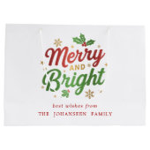 Vrolijk en helder Modern Retro Feestelijke Kerstmi Groot Cadeauzakje (Achterkant)