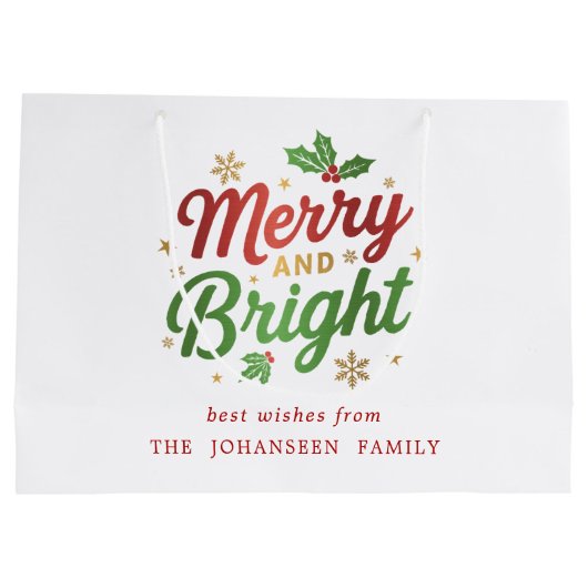 Vrolijk en helder Modern Retro Feestelijke Kerstmi Groot Cadeauzakje (Achterkant)